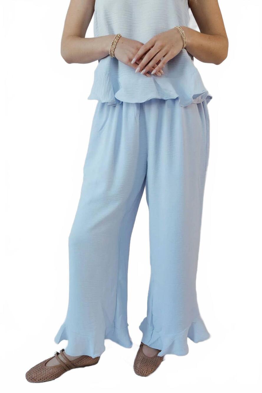 NEW BY TOGETHER lainey ruffle pants in light blue